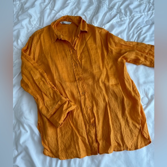 Zara Tops Oversized Linen Button Down Shirt Poshmark